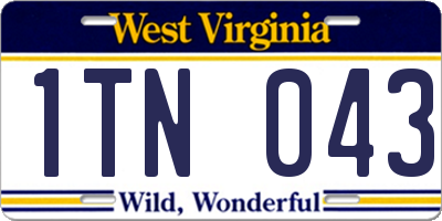 WV license plate 1TN043