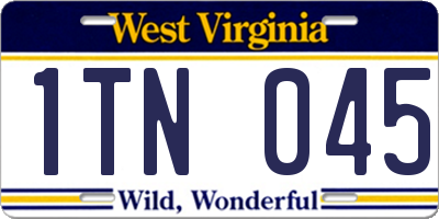 WV license plate 1TN045