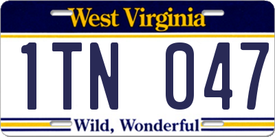 WV license plate 1TN047