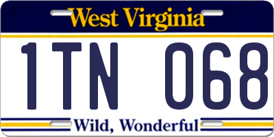 WV license plate 1TN068