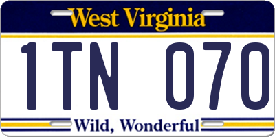 WV license plate 1TN070