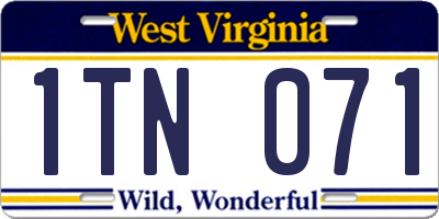 WV license plate 1TN071