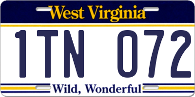 WV license plate 1TN072
