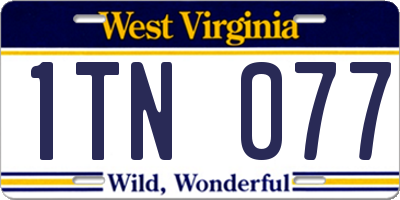 WV license plate 1TN077