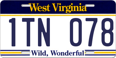 WV license plate 1TN078