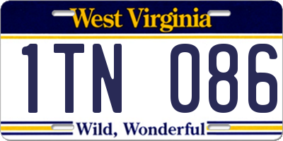 WV license plate 1TN086