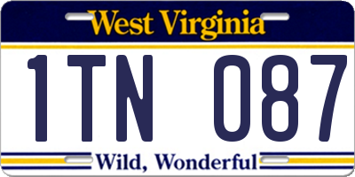 WV license plate 1TN087