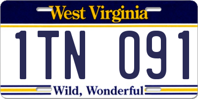 WV license plate 1TN091