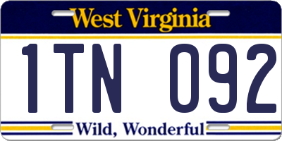 WV license plate 1TN092