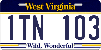 WV license plate 1TN103