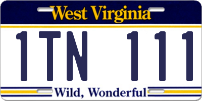 WV license plate 1TN111