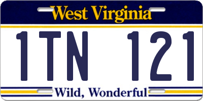 WV license plate 1TN121
