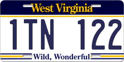 WV license plate 1TN122