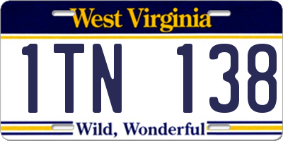 WV license plate 1TN138