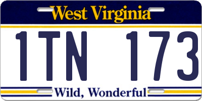 WV license plate 1TN173