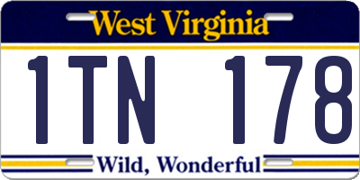 WV license plate 1TN178