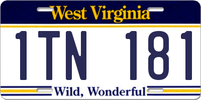 WV license plate 1TN181
