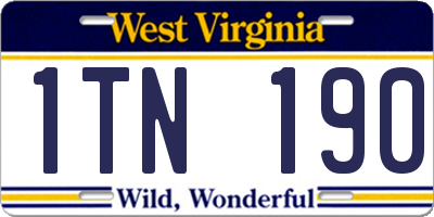 WV license plate 1TN190