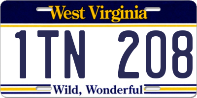 WV license plate 1TN208