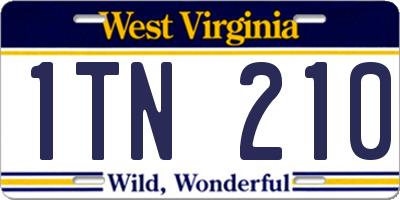WV license plate 1TN210
