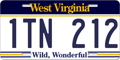 WV license plate 1TN212