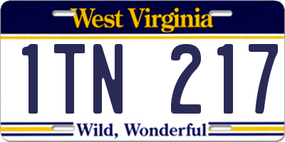 WV license plate 1TN217
