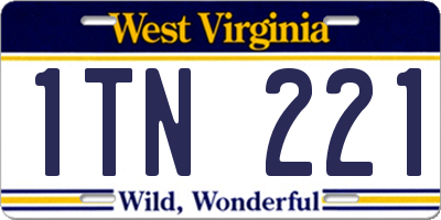 WV license plate 1TN221