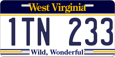 WV license plate 1TN233