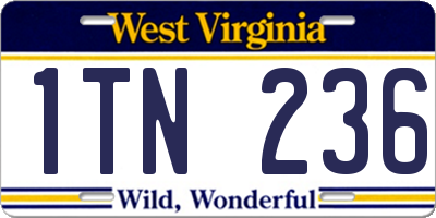 WV license plate 1TN236