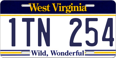 WV license plate 1TN254