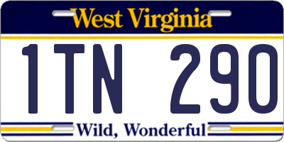 WV license plate 1TN290