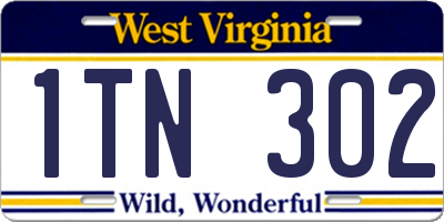 WV license plate 1TN302