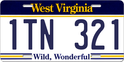 WV license plate 1TN321