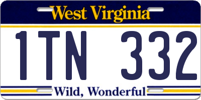 WV license plate 1TN332