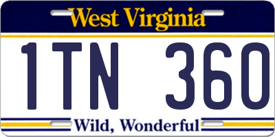 WV license plate 1TN360