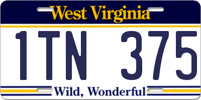 WV license plate 1TN375