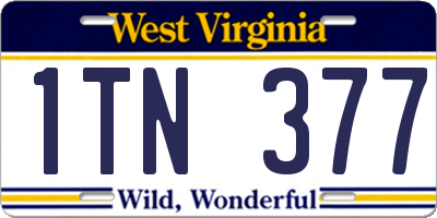 WV license plate 1TN377