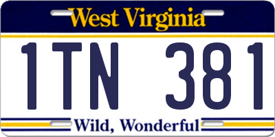 WV license plate 1TN381