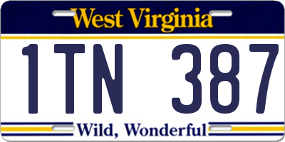 WV license plate 1TN387