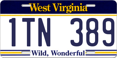 WV license plate 1TN389
