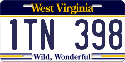WV license plate 1TN398