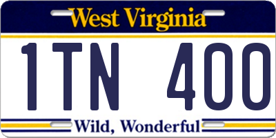 WV license plate 1TN400