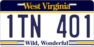 WV license plate 1TN401
