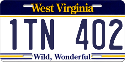 WV license plate 1TN402