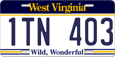 WV license plate 1TN403