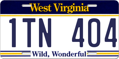 WV license plate 1TN404