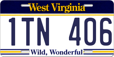WV license plate 1TN406