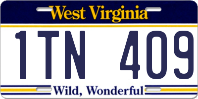 WV license plate 1TN409