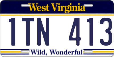 WV license plate 1TN413