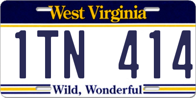 WV license plate 1TN414